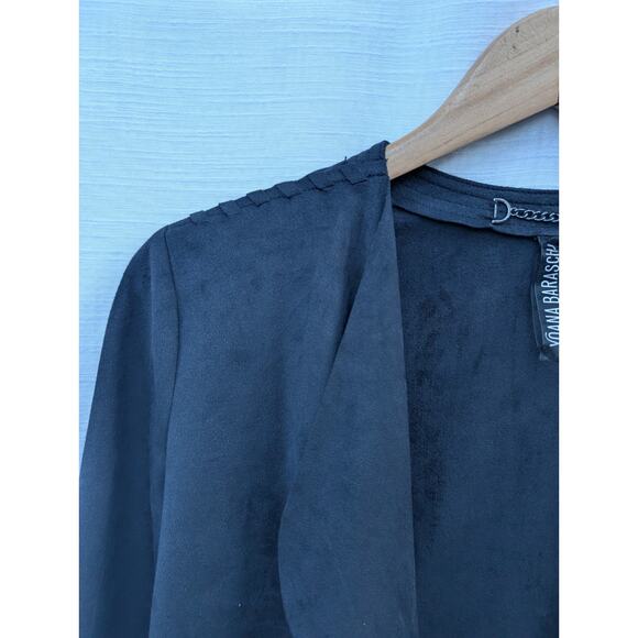 Yoana Baraschi Women's Black Open Front Shrug Cardigan XS Faux Suede Whimsigoth - Picture 2 of 8